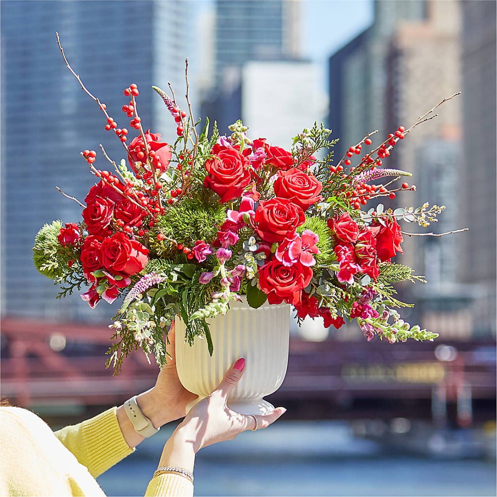 Big Red Bow Bouquet – Black Orchid Florist, Santa Ana CA
