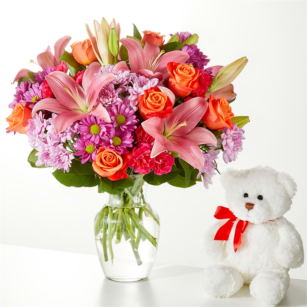 One and Only Bouquet and Bear Bundle – Black Orchid Florist, Santa Ana CA