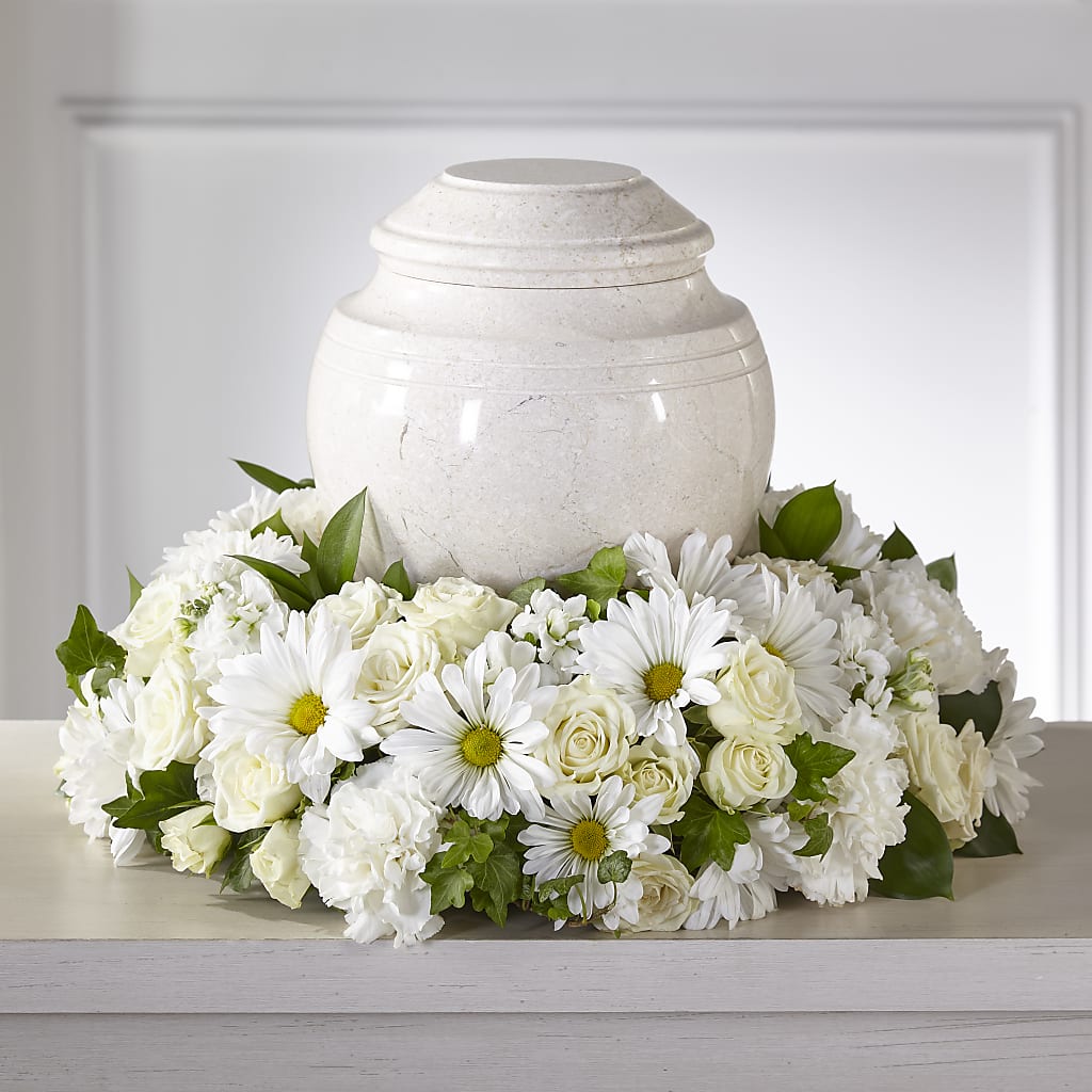 Ivory Gardens Cremation Adornment – Black Orchid Florist, Santa Ana CA