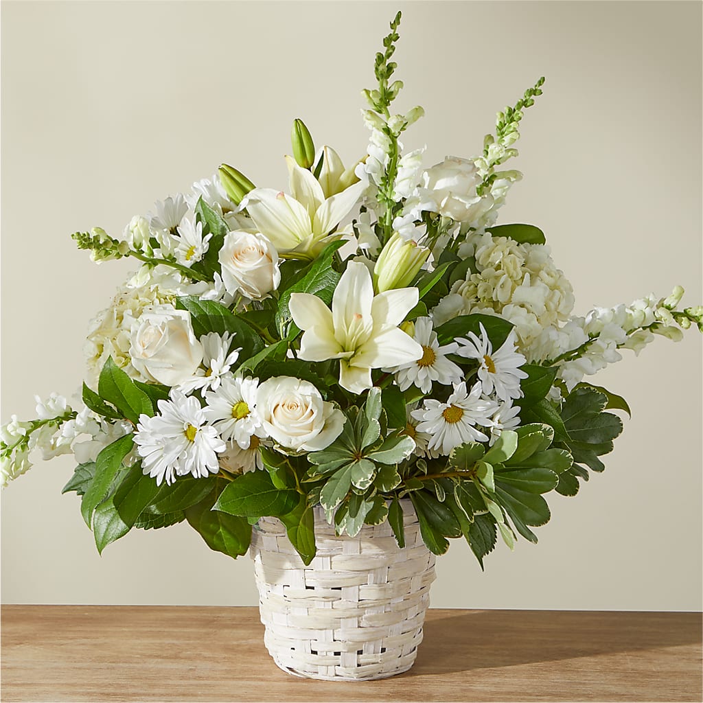Ivory Elegance Floral Basket – Black Orchid Florist, Santa Ana CA