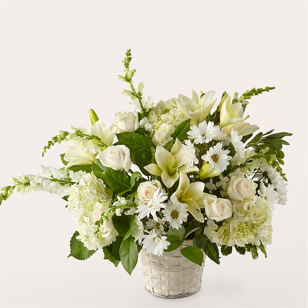 Ivory Elegance Floral Basket – Black Orchid Florist, Santa Ana CA
