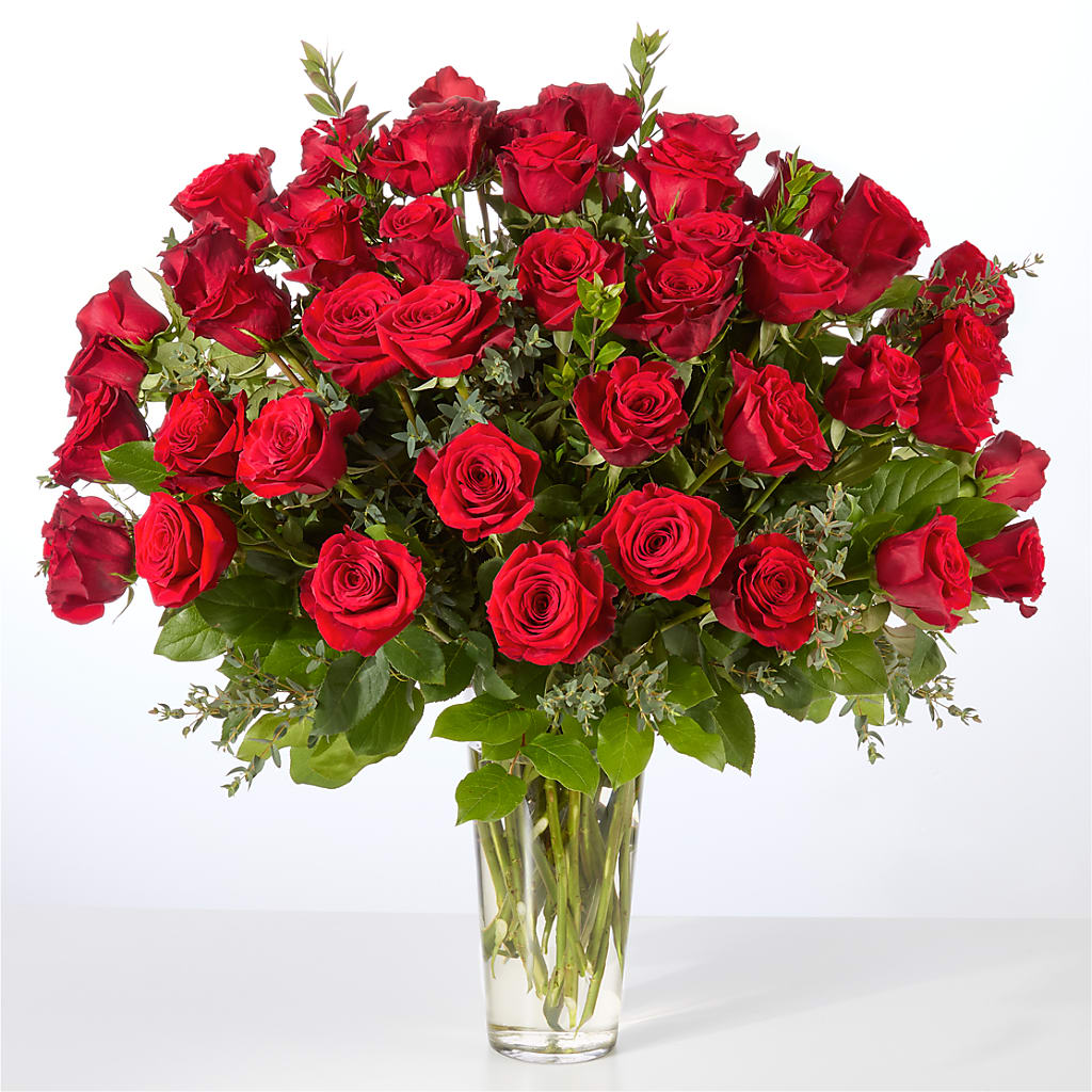 Forever Yours Fifty Stem Red Rose Bouquet – Black Orchid Florist, Santa Ana CA