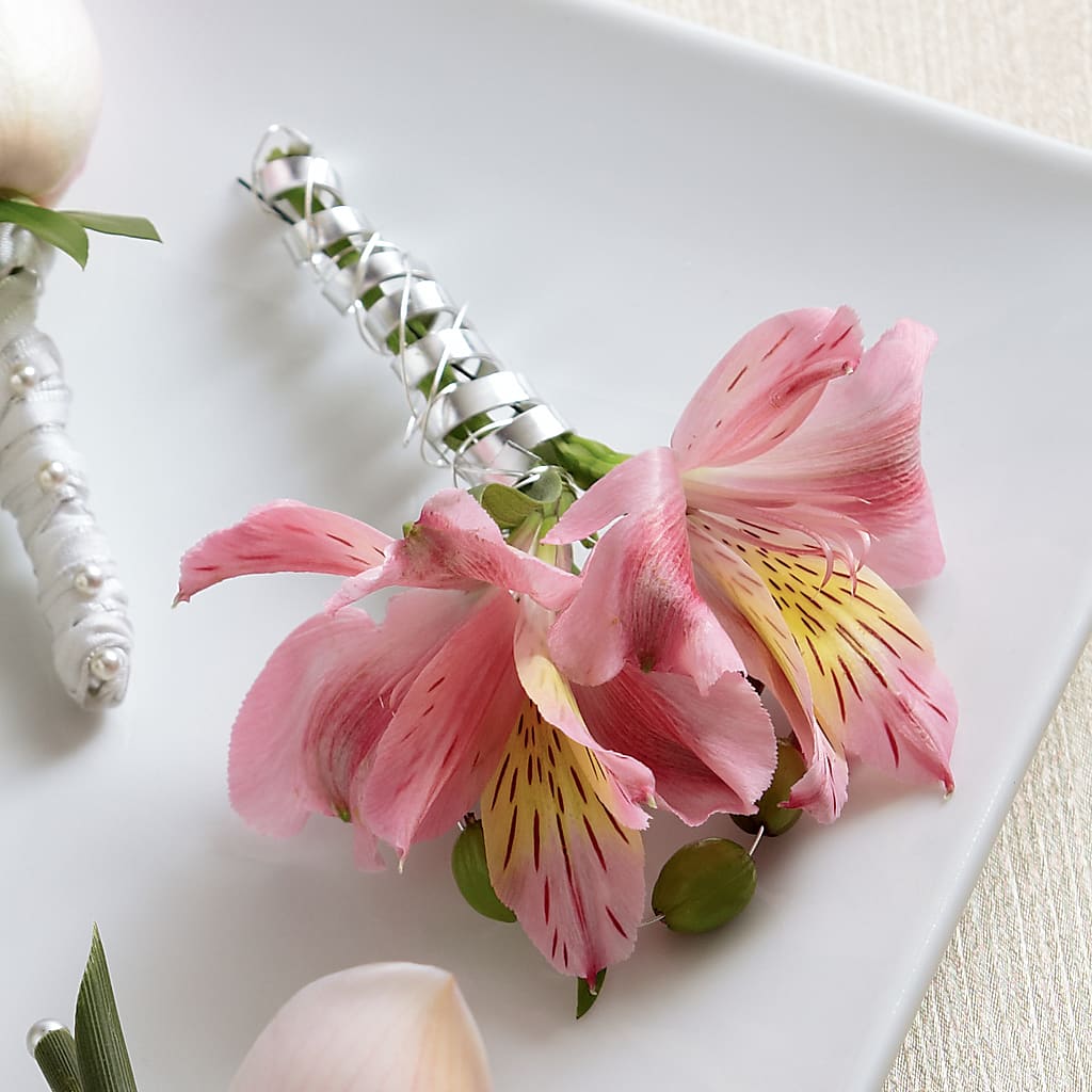 Pink Peruvian Lily Boutonniere – Black Orchid Florist, Santa Ana CA