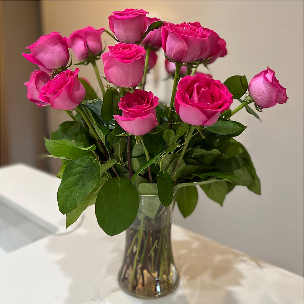 Long Stem Pink Rose Bouquet –  Black Orchid Florist, Santa Ana CA