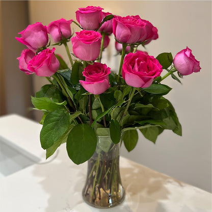 Long Stem Pink Rose Bouquet –  Black Orchid Florist, Santa Ana CA