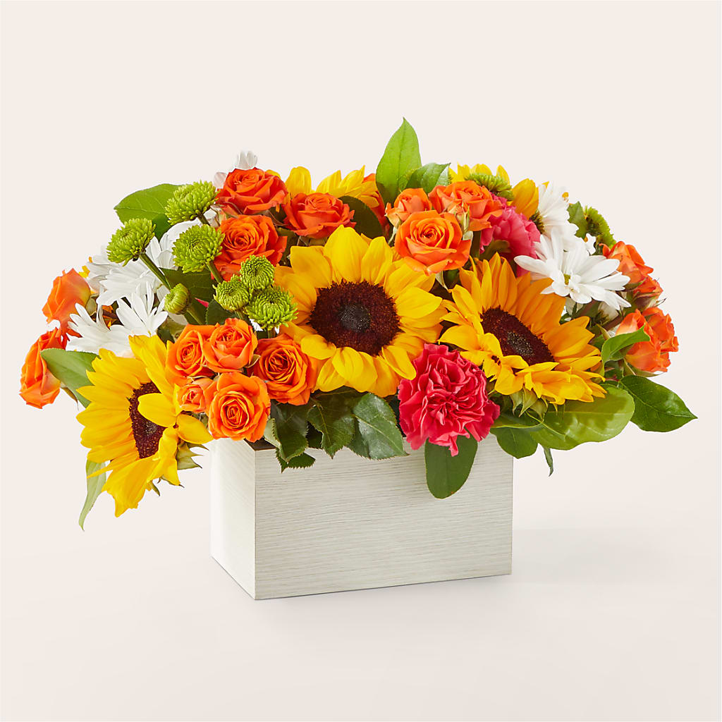 Sun-drenched Blooms Box Bouquet –  Black Orchid Florist, Santa Ana CA