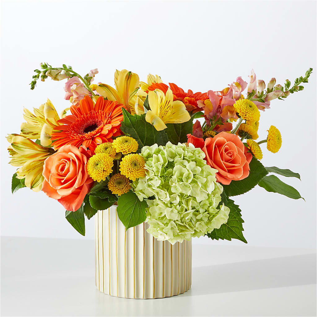Autumn Sunshine Bouquet with Ivory Vase –  Black Orchid Florist, Santa Ana CA