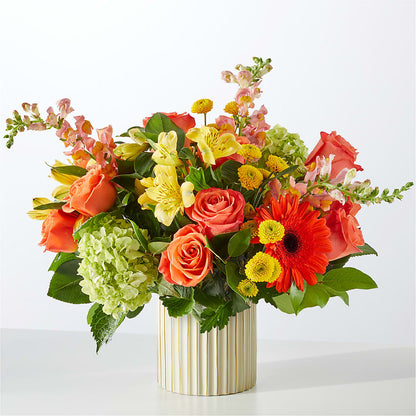 Autumn Sunshine Bouquet with Ivory Vase –  Black Orchid Florist, Santa Ana CA