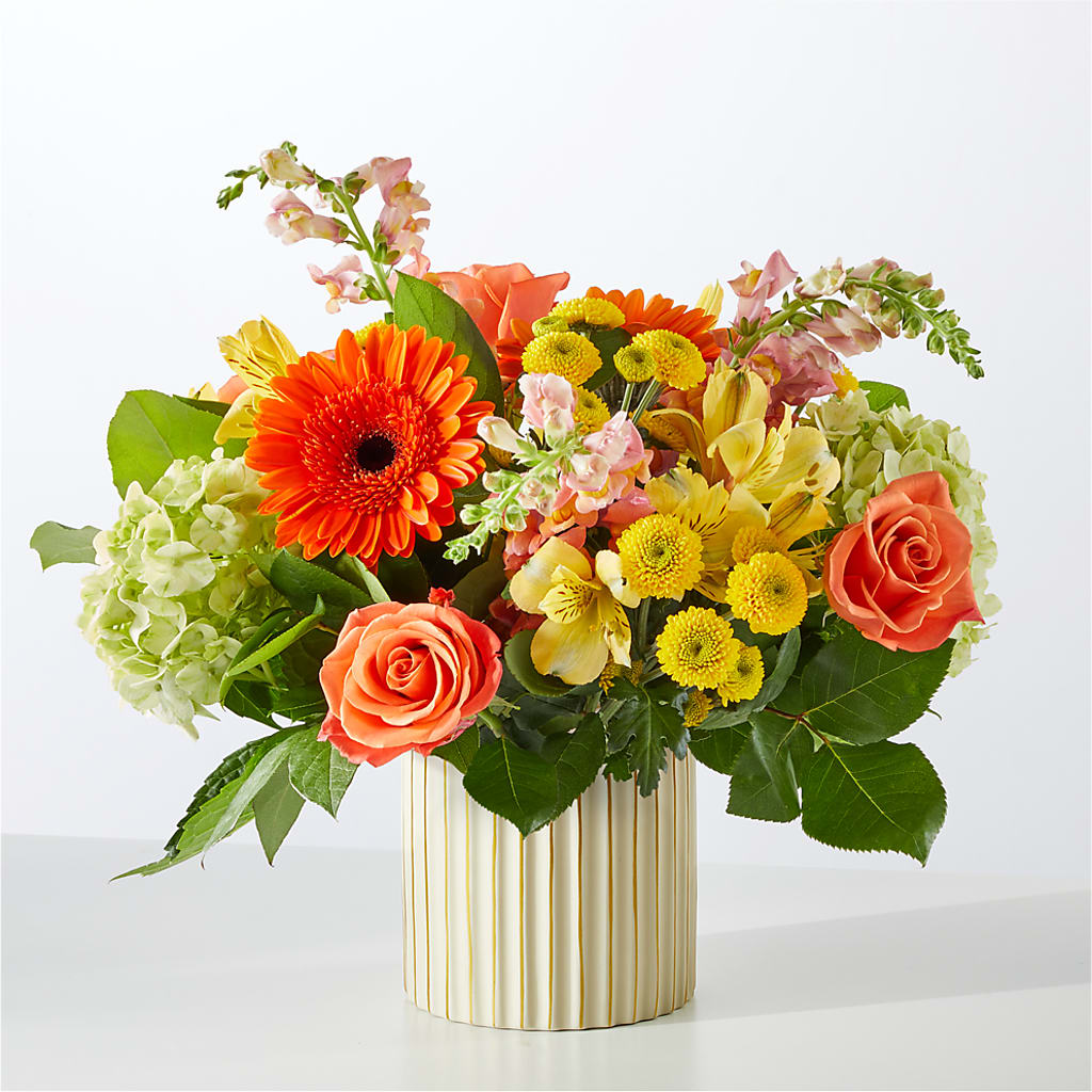 Autumn Sunshine Bouquet with Ivory Vase –  Black Orchid Florist, Santa Ana CA