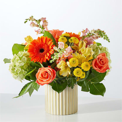 Autumn Sunshine Bouquet with Ivory Vase –  Black Orchid Florist, Santa Ana CA