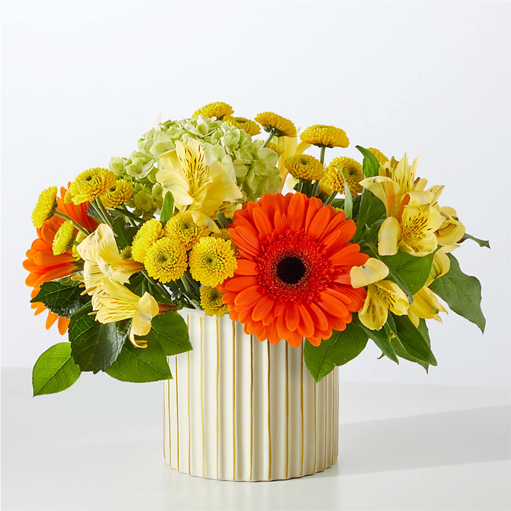 Autumn Sunshine Bouquet with Ivory Vase –  Black Orchid Florist, Santa Ana CA