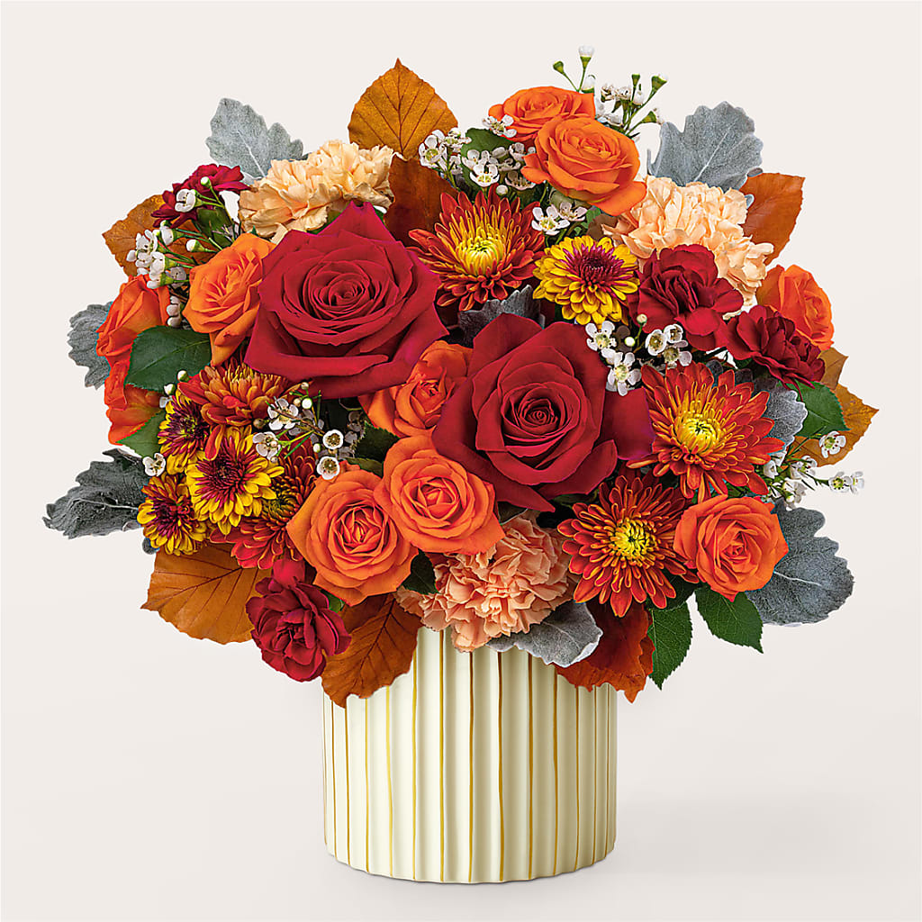 Merlot Bouquet with Ivory Vase –  Black Orchid Florist, Santa Ana CA