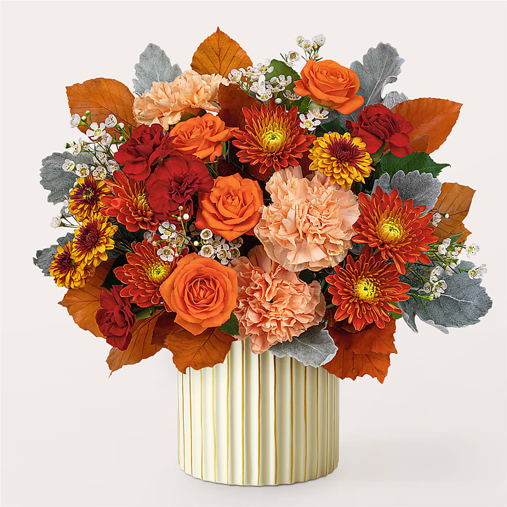 Merlot Bouquet with Ivory Vase –  Black Orchid Florist, Santa Ana CA