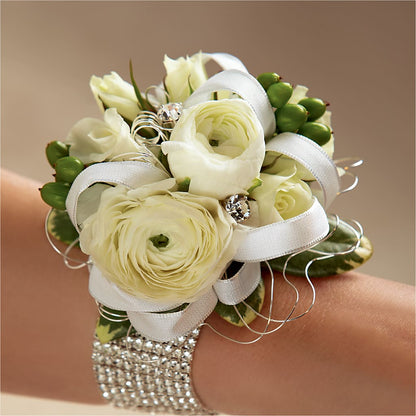 White Wedding Corsage –  Black Orchid Florist, Santa Ana CA